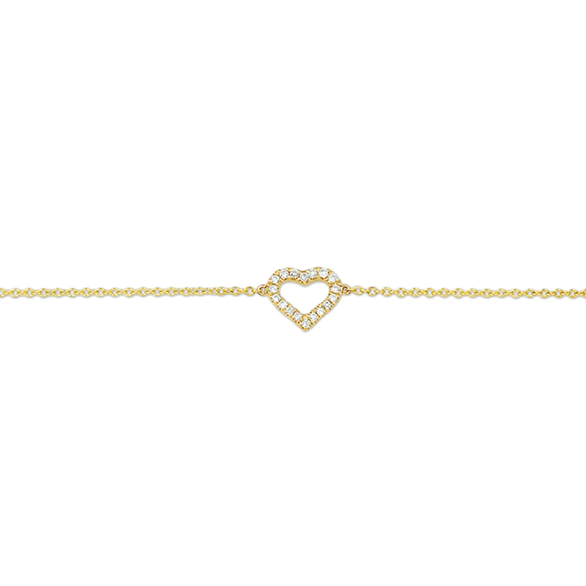 armband hart diamant 0.06ct h p1 16,5 - 17,5 - 18,5 cm 14K geelgoud