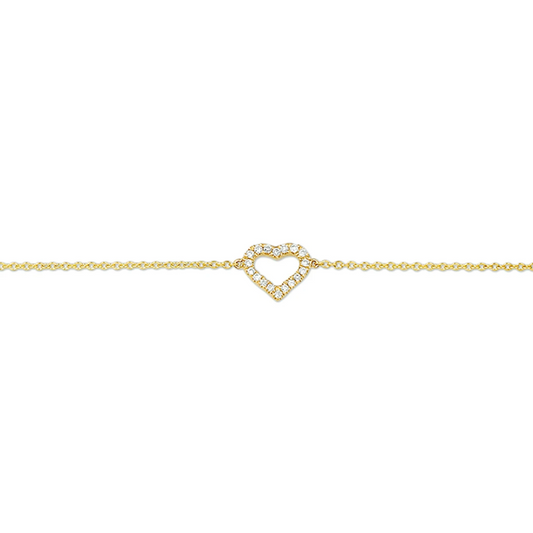 armband hart diamant 0.06ct h p1 16,5 - 17,5 - 18,5 cm 14K geelgoud