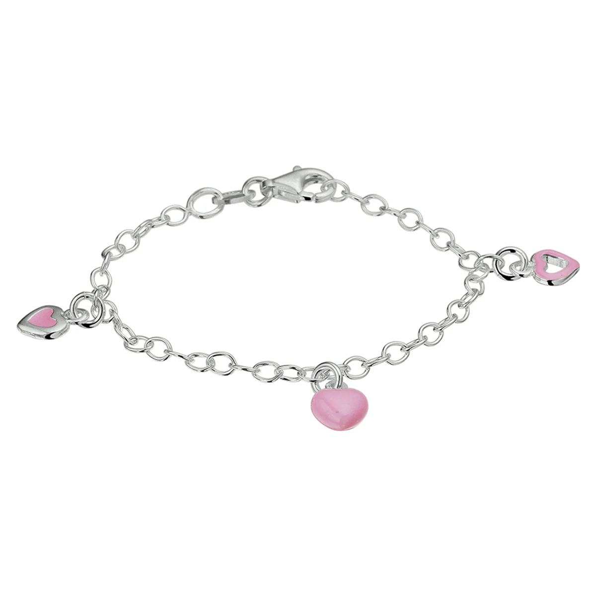 armband hart emaille 13 cm zilver gerhodineerd