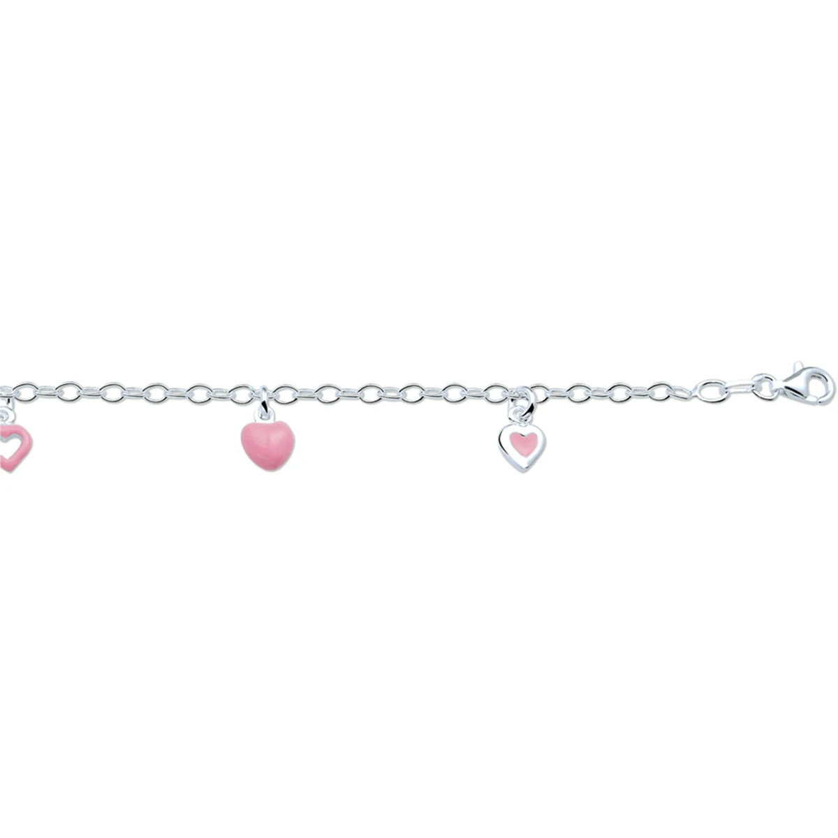 armband hart emaille 13 cm zilver gerhodineerd
