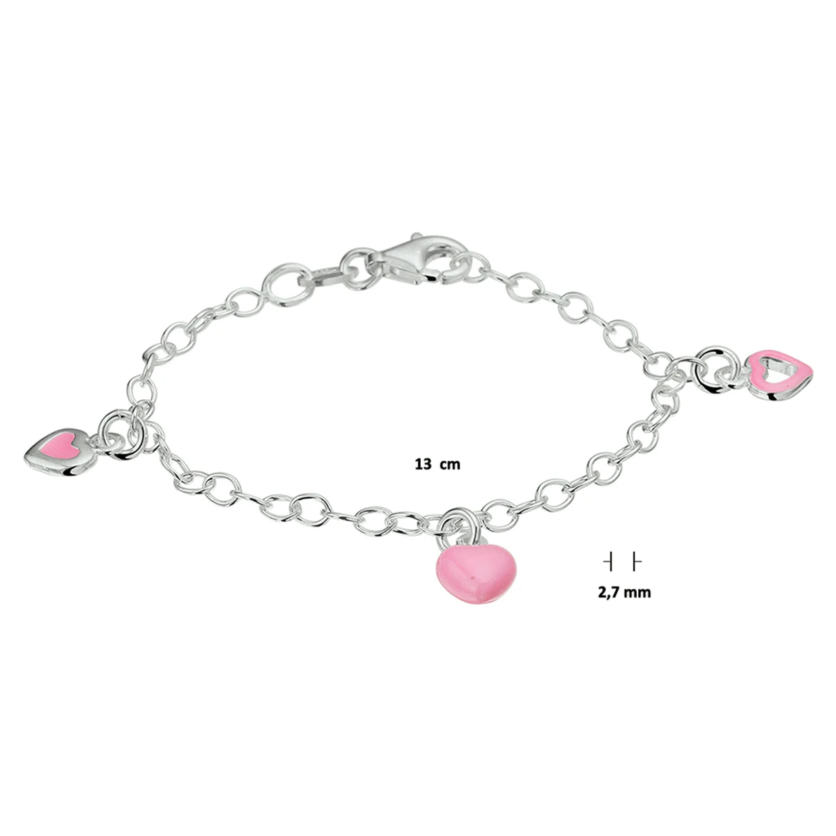 armband hart emaille zilver wit