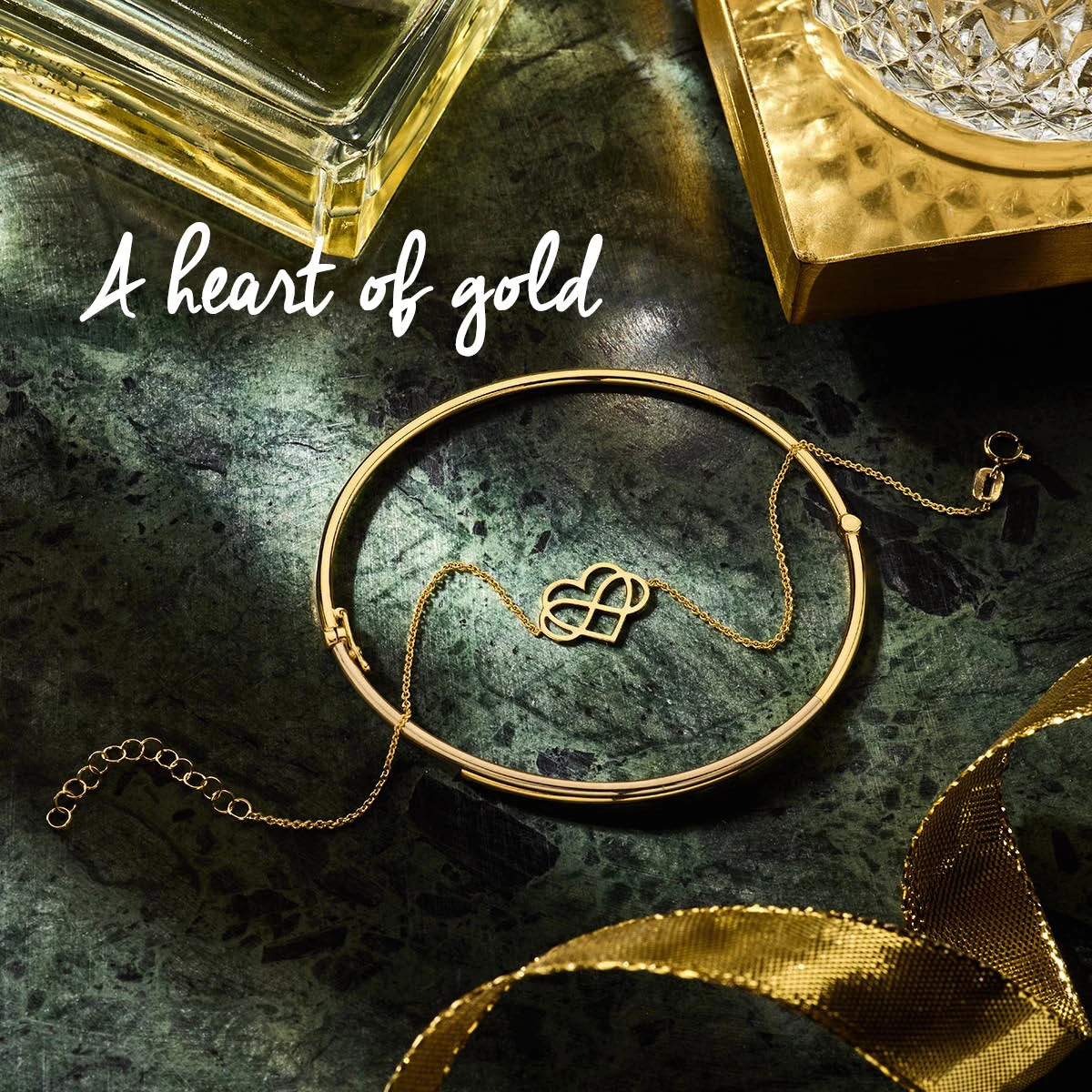 armband hart en infinity 16 + 3 cm 14K geelgoud