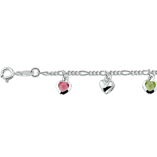 armband hart meerdere kleuren zirkonia 16 cm zilver wit
