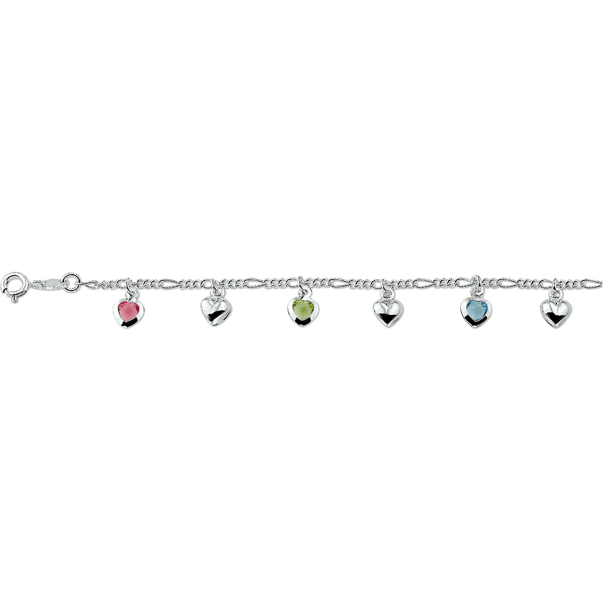 armband hart meerdere kleuren zirkonia 16 cm zilver wit