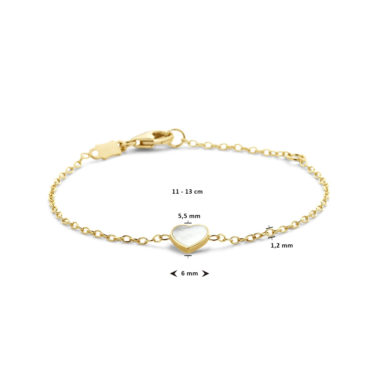 armband hart parelmoer 14K geelgoud