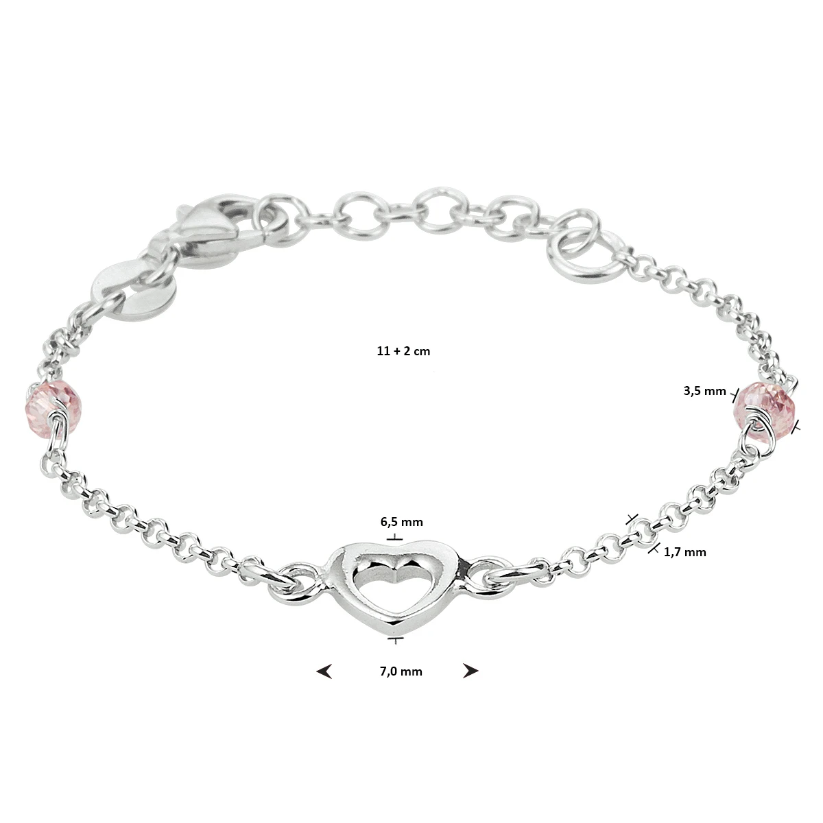 armband hart zilver gerhodineerd