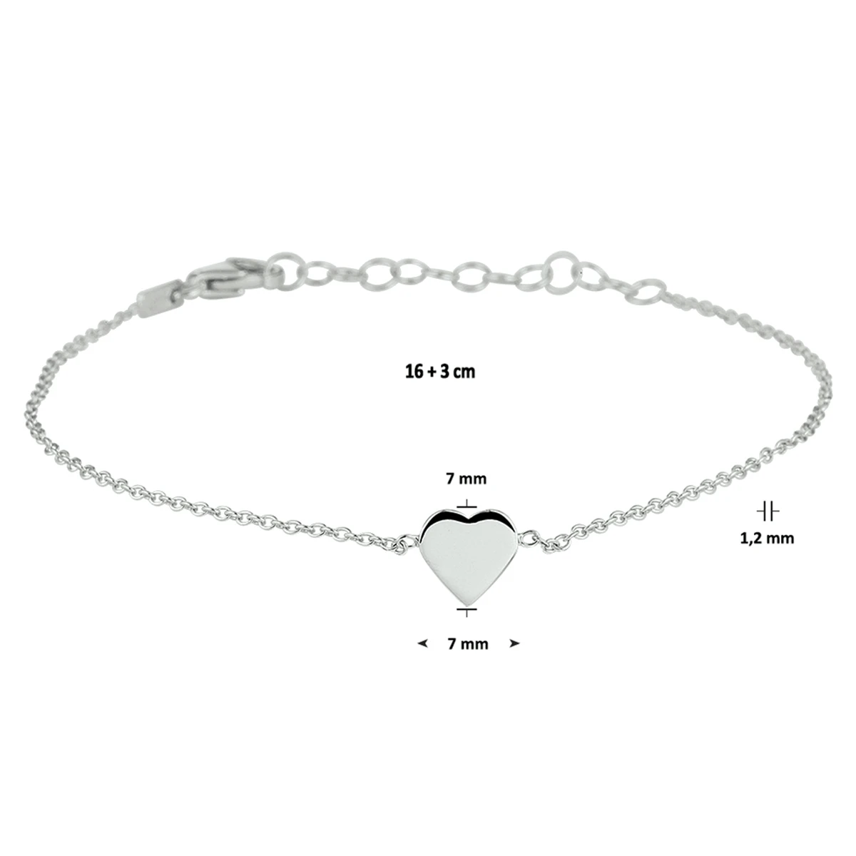 armband hart zilver gerhodineerd