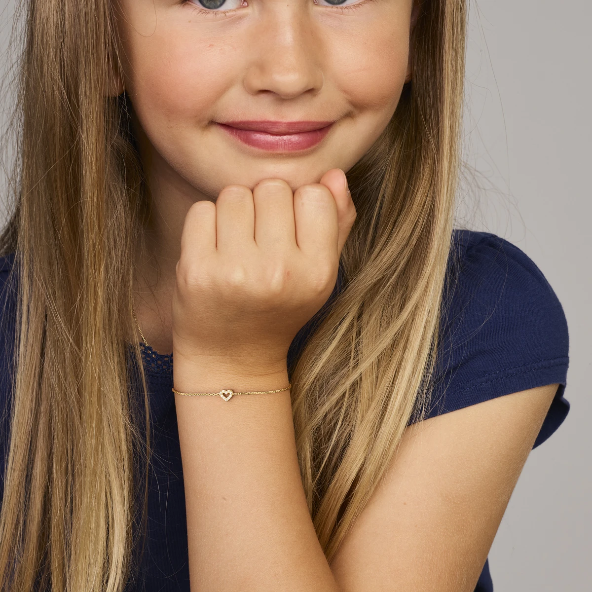 armband hart zirkonia 11 + 2 cm 14K geelgoud