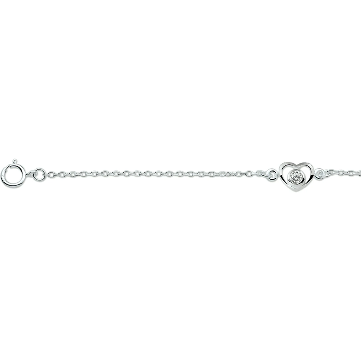 armband hart zirkonia 13 - 15 cm zilver wit