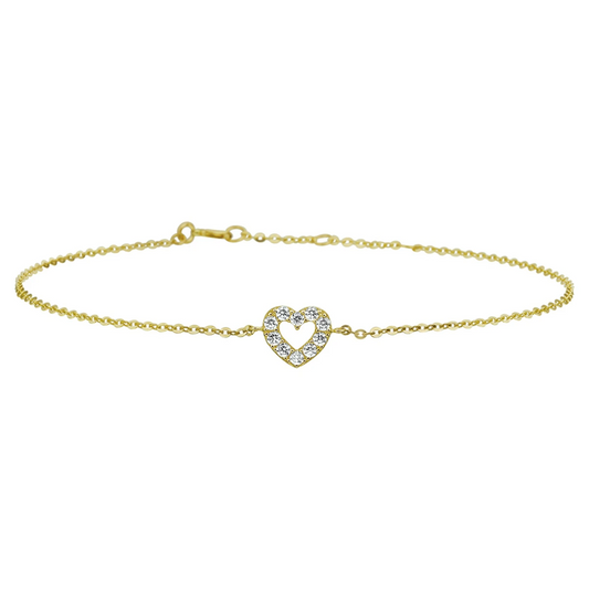 armband hart zirkonia 16,5 - 17,5 - 18,5 cm 14K geelgoud