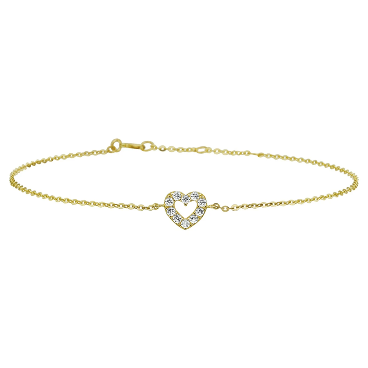 armband hart zirkonia 16,5 - 17,5 - 18,5 cm 14K geelgoud