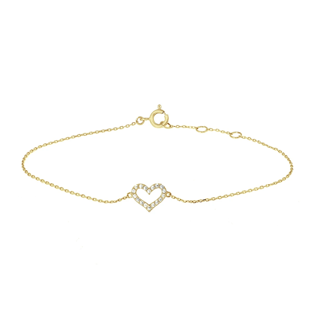 armband hart zirkonia 16,5 - 18,5 cm 14K geelgoud