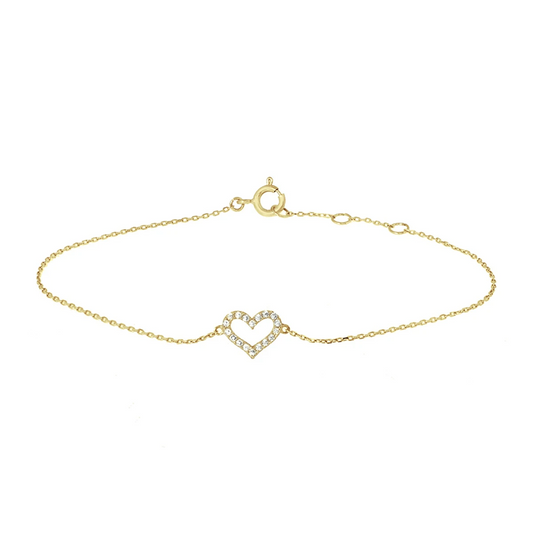 armband hart zirkonia 16,5 - 18,5 cm 14K geelgoud