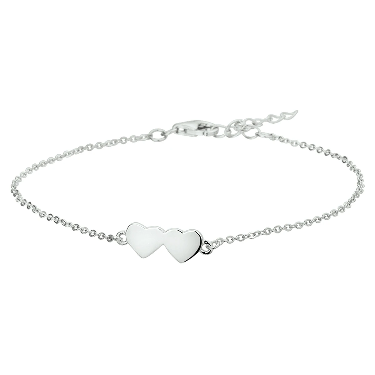 armband harten 1,3 mm 16 + 3 cm zilver gerhodineerd