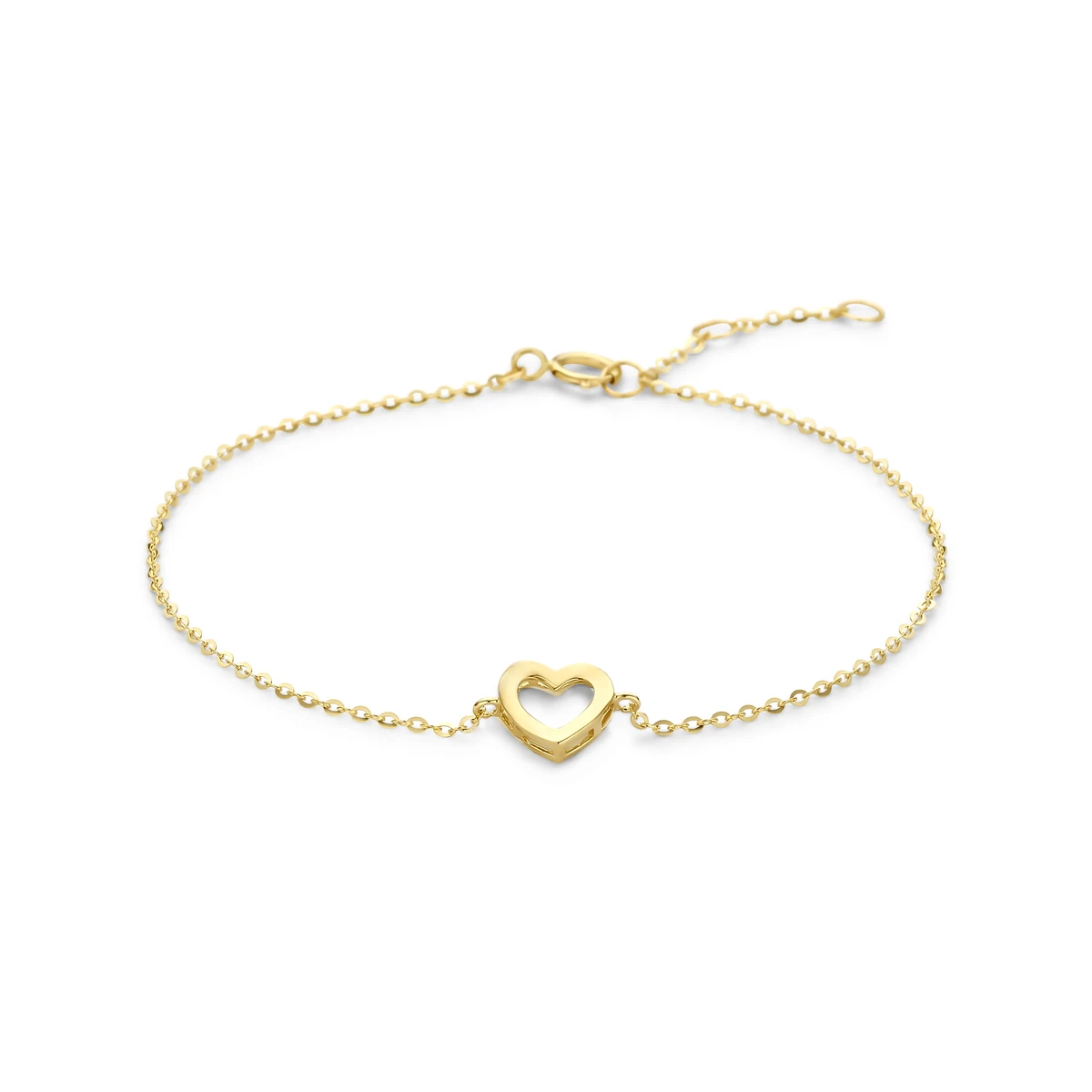 armband hartje 16,5 - 17,5 - 18,5 cm 14K geelgoud