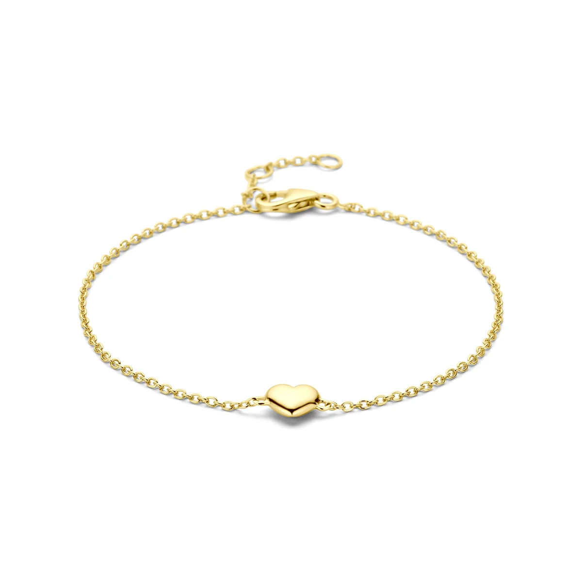 armband hartje 16,5 - 17,5 - 18,5 cm 3 micron zilver verguld (geel)