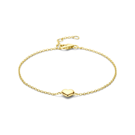 armband hartje 16,5 - 17,5 - 18,5 cm 3 micron zilver verguld (geel)