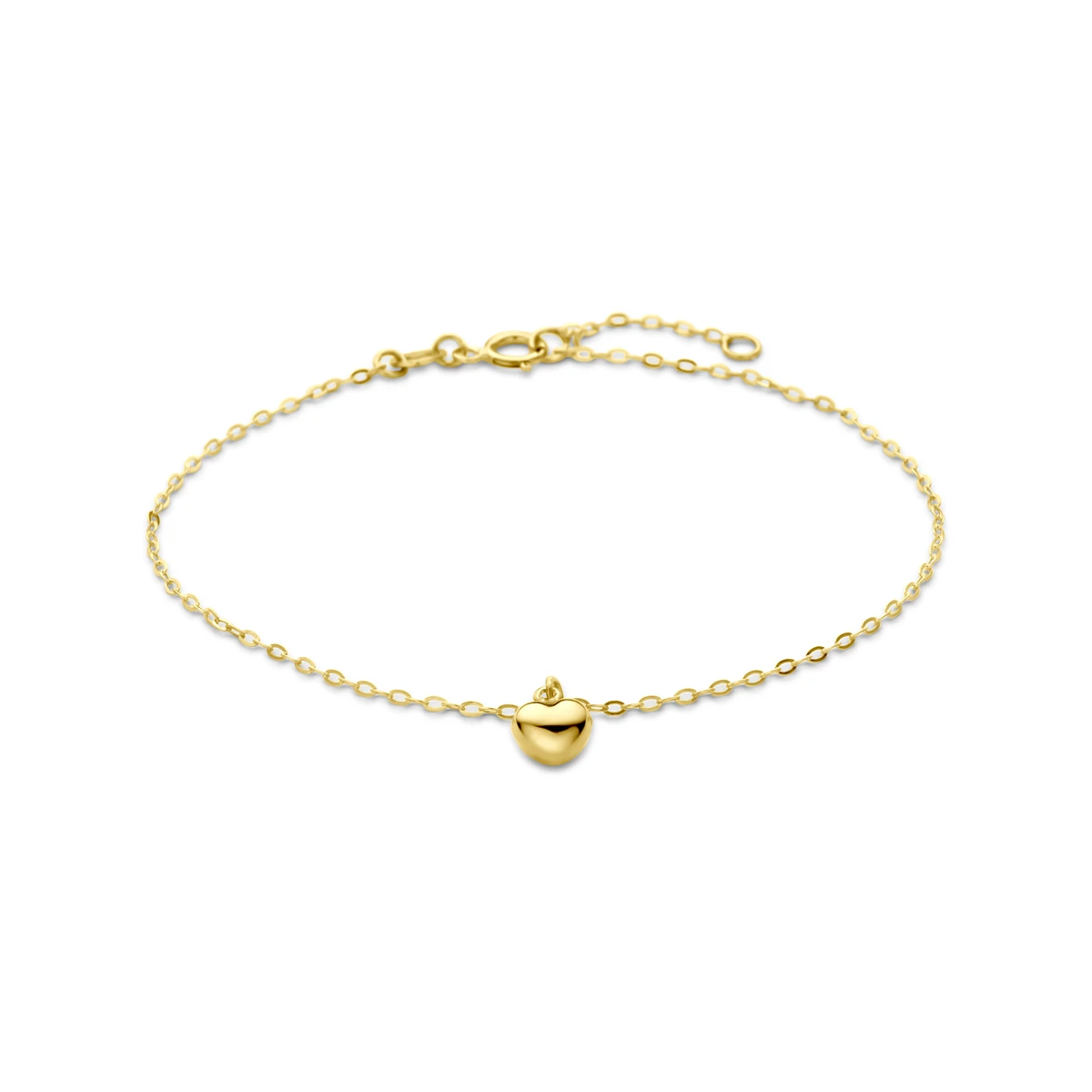 armband hartje 16,5 - 18,5 cm 14K geelgoud