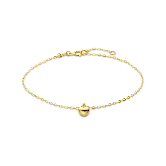 armband hartje 16,5 - 18,5 cm 14K geelgoud