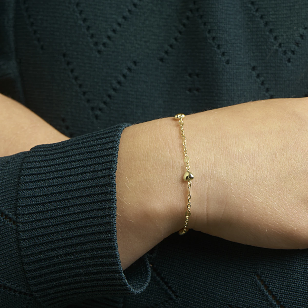 armband hartjes 11 - 13 cm 14K geelgoud