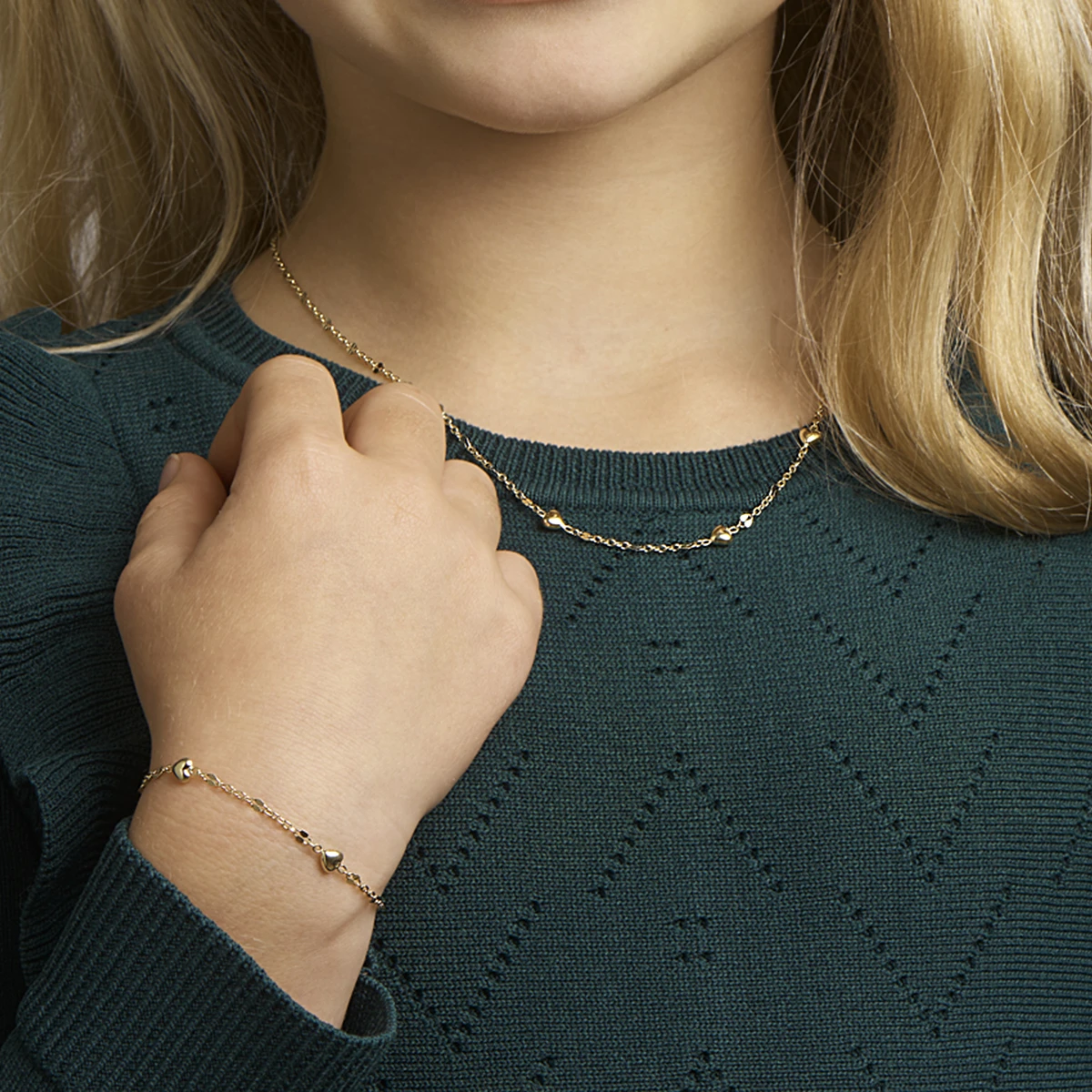 armband hartjes 11 - 13 cm 14K geelgoud