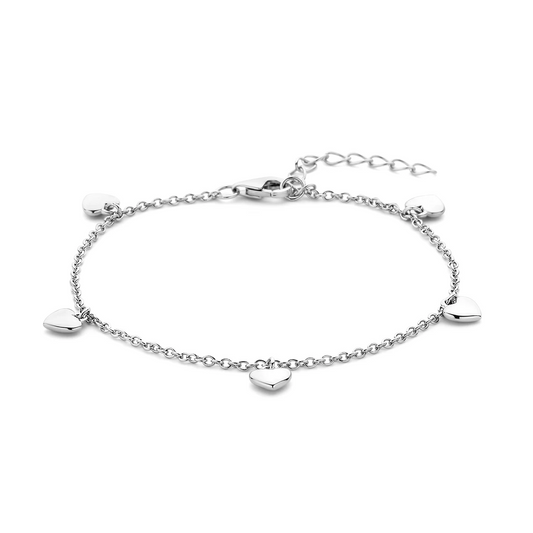 armband hartjes 13 + 3 cm zilver gerhodineerd