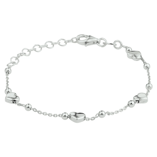 armband hartjes 13 + 3 cm zilver gerhodineerd