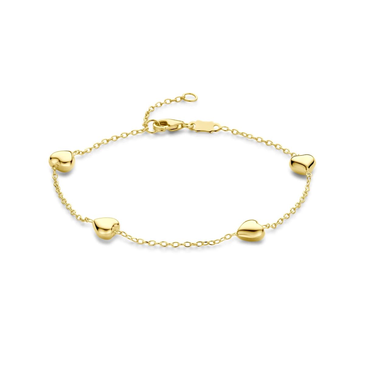 armband hartjes 16 - 18 cm 14K geelgoud