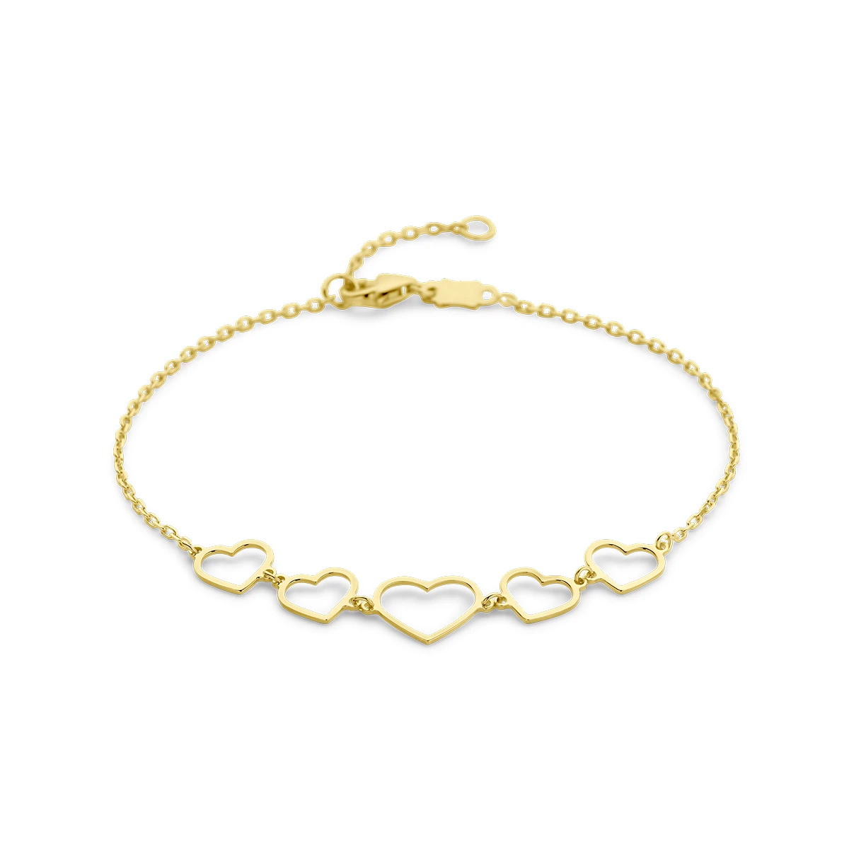 armband hartjes 16 - 18 cm 14K geelgoud