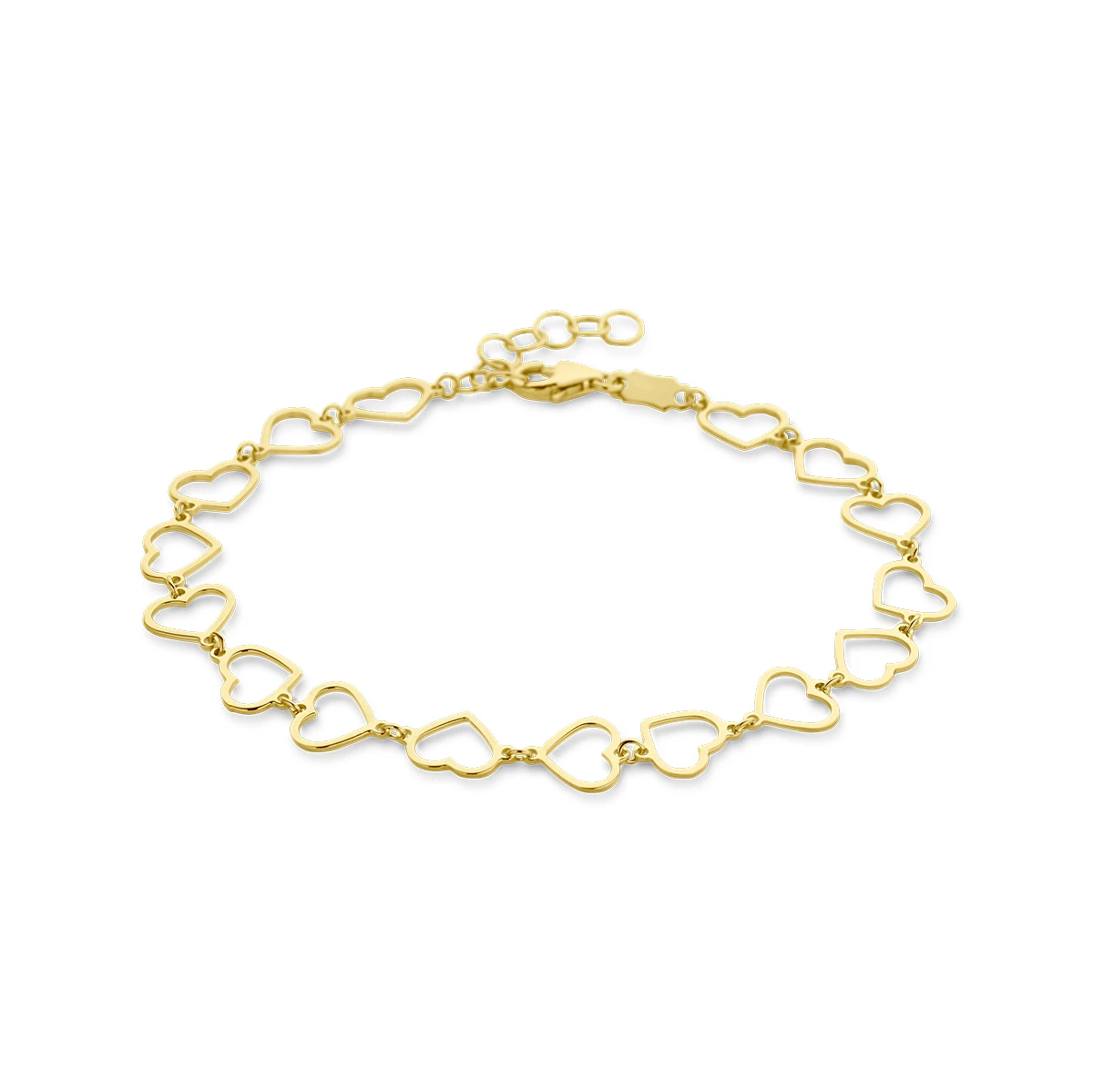armband hartjes 16 + 2 cm 14K geelgoud