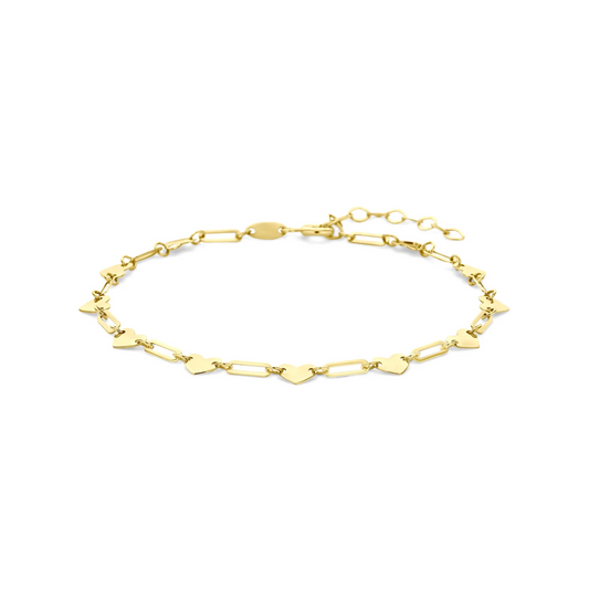 armband hartjes 16 + 3 cm 14K geelgoud