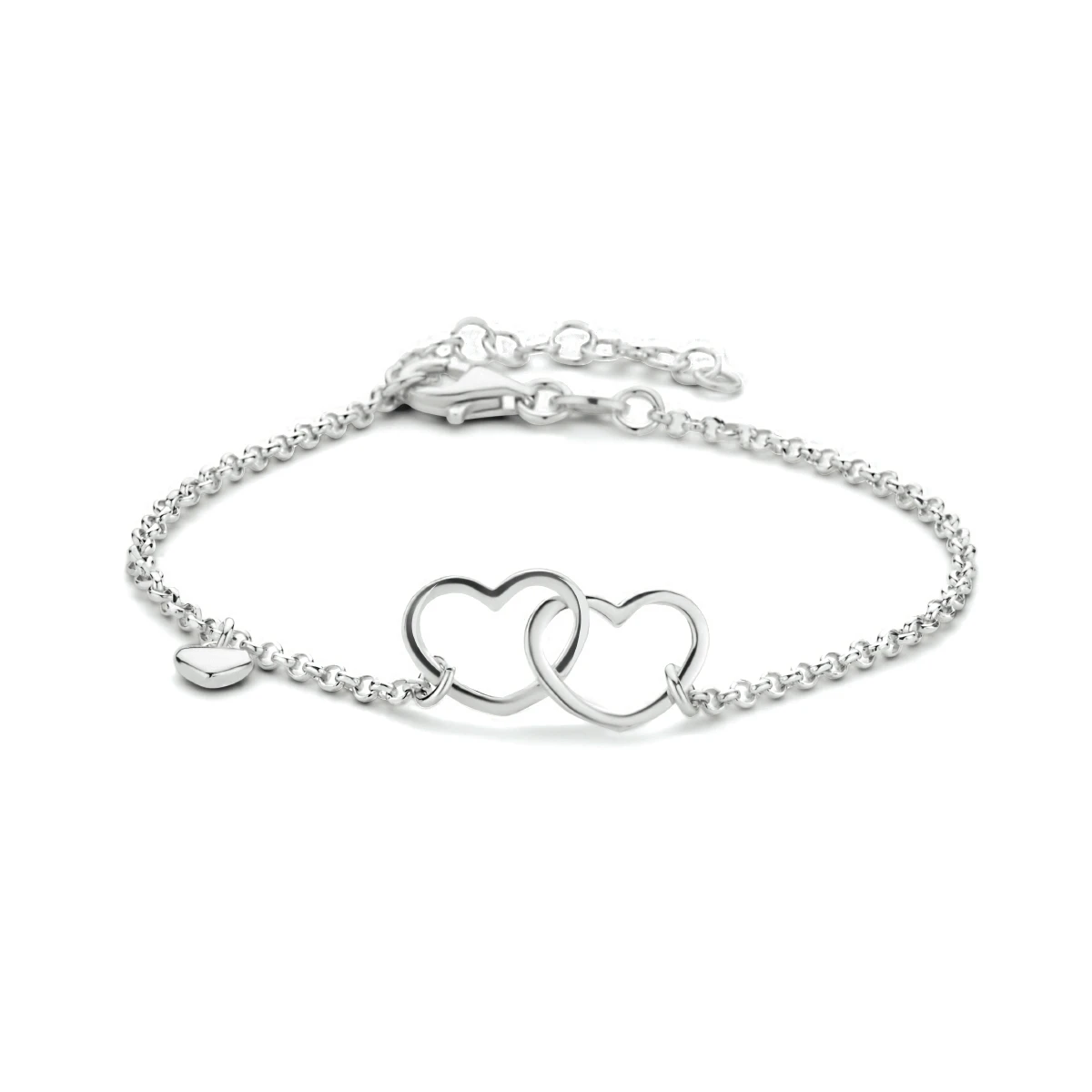 armband hartjes 16 + 3 cm zilver gerhodineerd