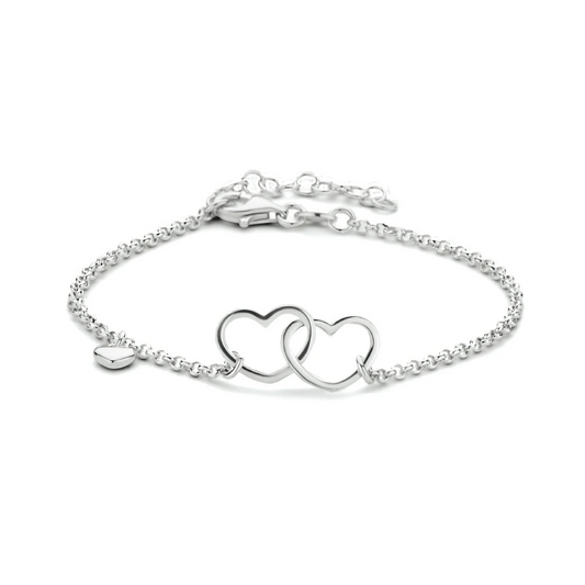 armband hartjes 16 + 3 cm zilver gerhodineerd