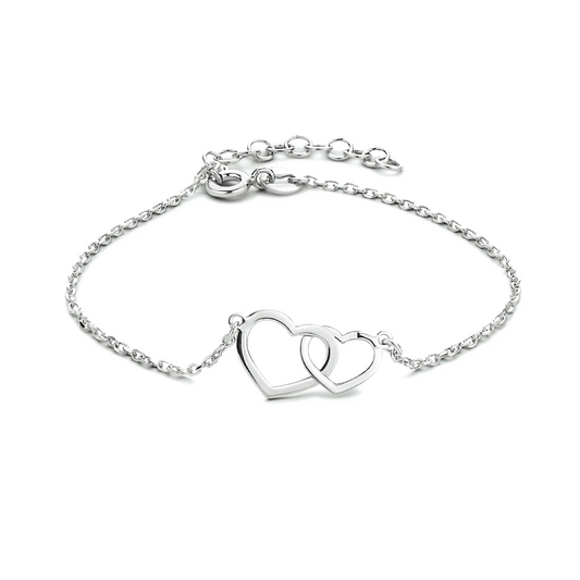 armband hartjes 16 + 3 cm zilver gerhodineerd