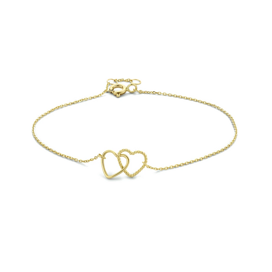 armband hartjes 16,5 - 17,5 - 18,5 cm 14K geelgoud