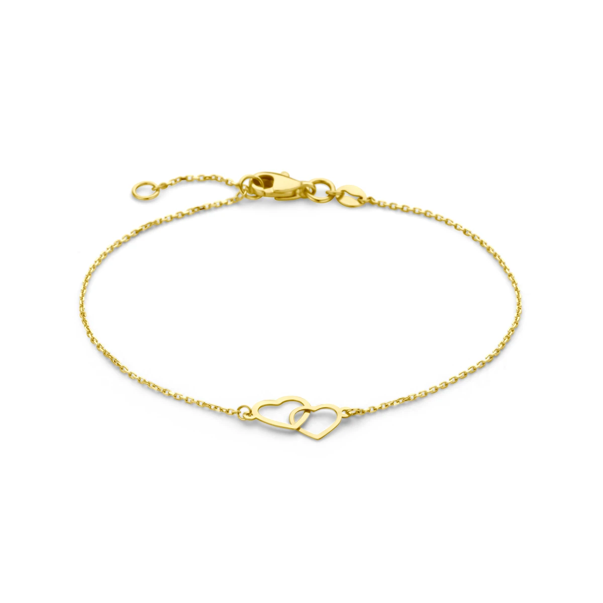 armband hartjes 17 - 19 cm 14K geelgoud