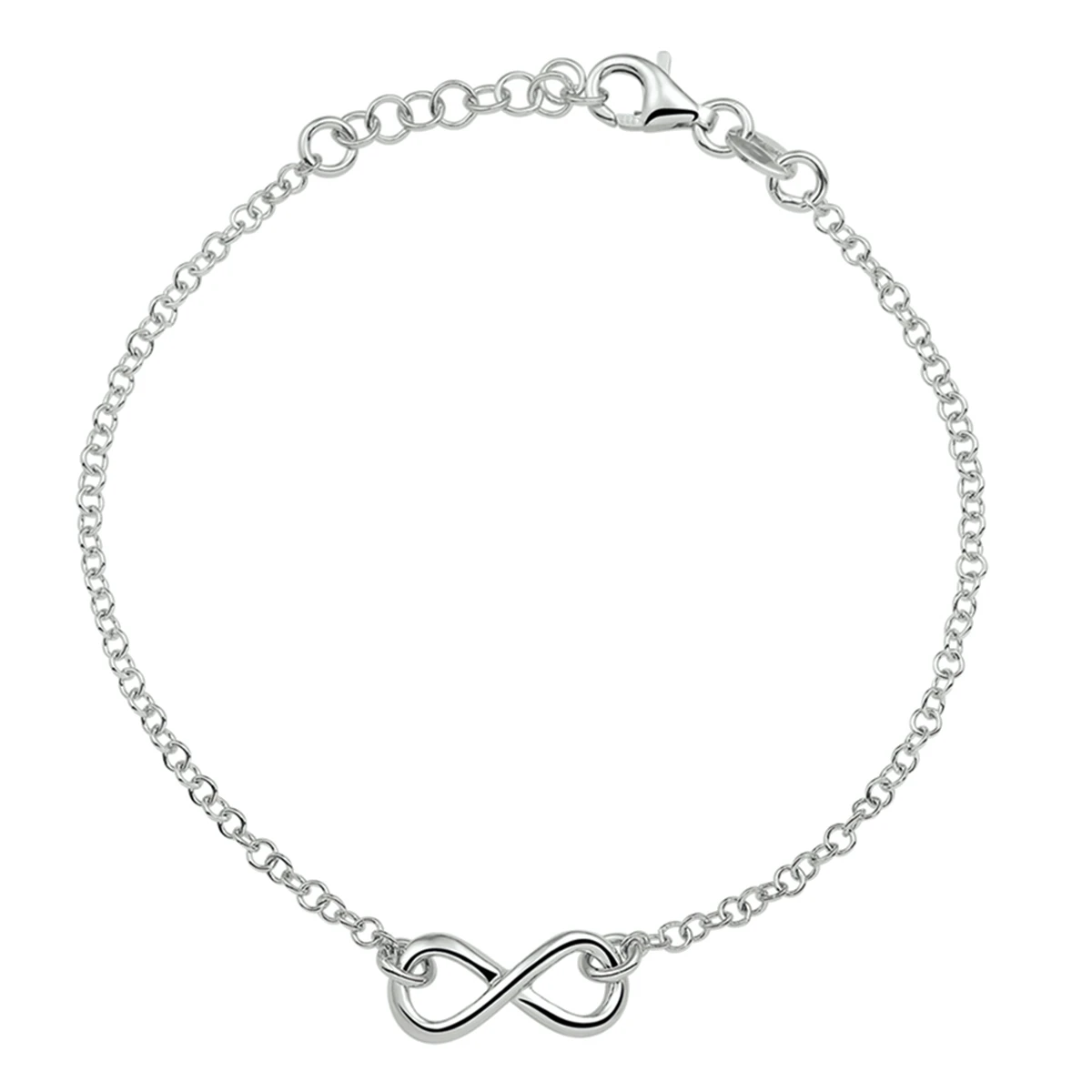 armband infinity 17 + 2 cm zilver gerhodineerd