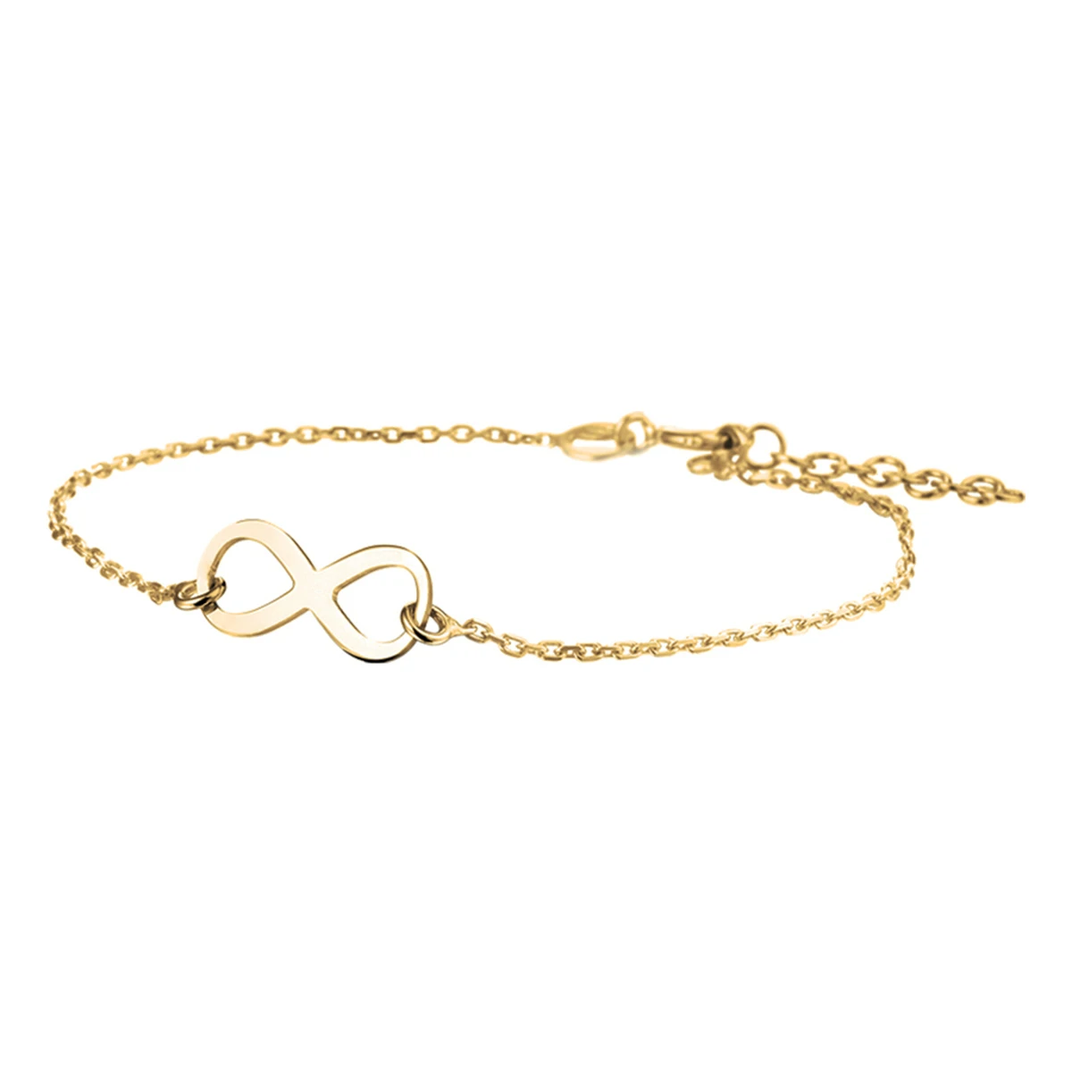 armband infinity 17 + 2,5 cm 3 micron zilver verguld (geel)