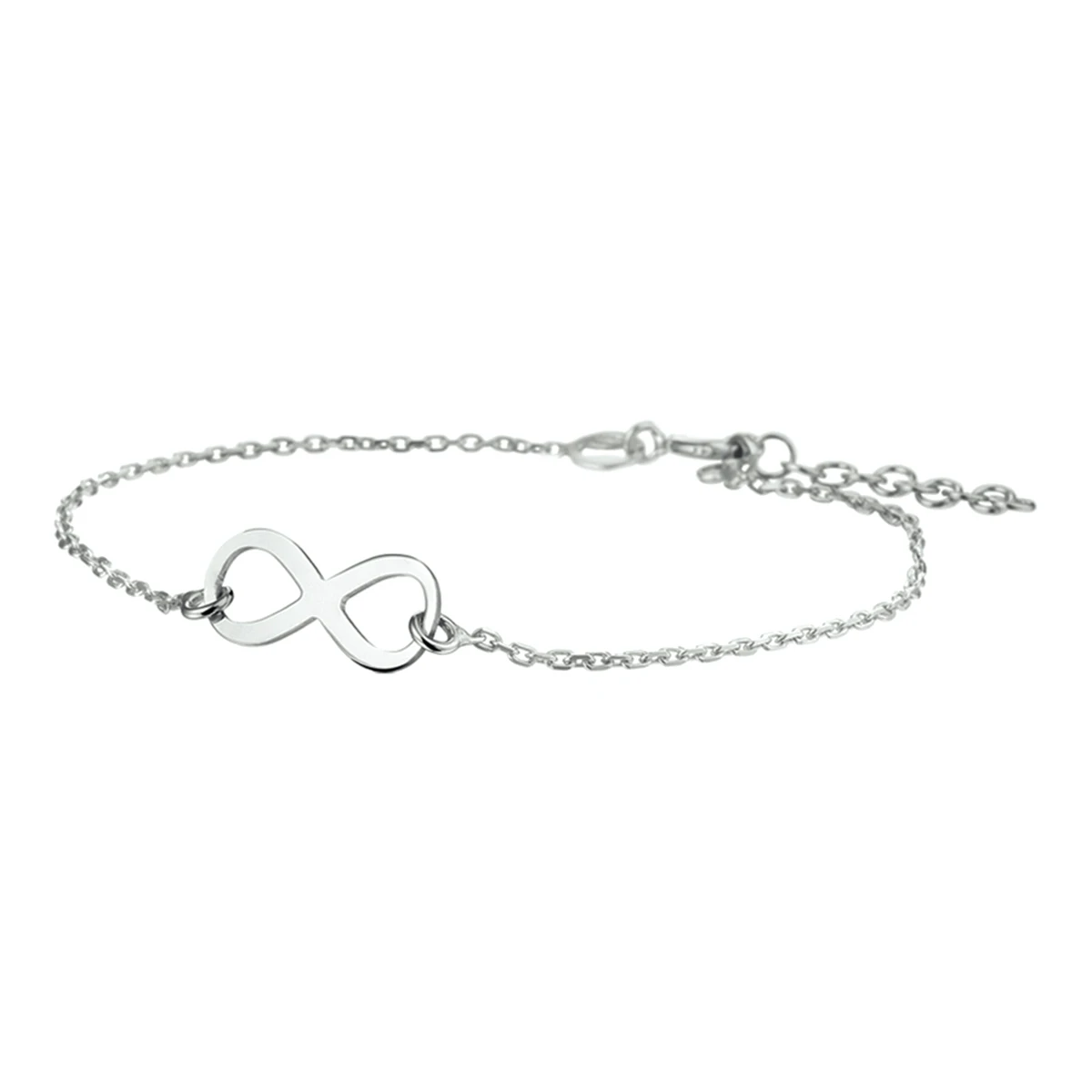 armband infinity 17 + 2,5 cm zilver gerhodineerd