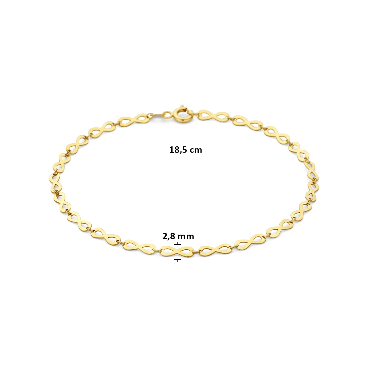 armband infinity 2,8 mm 18,5 cm 14K geelgoud