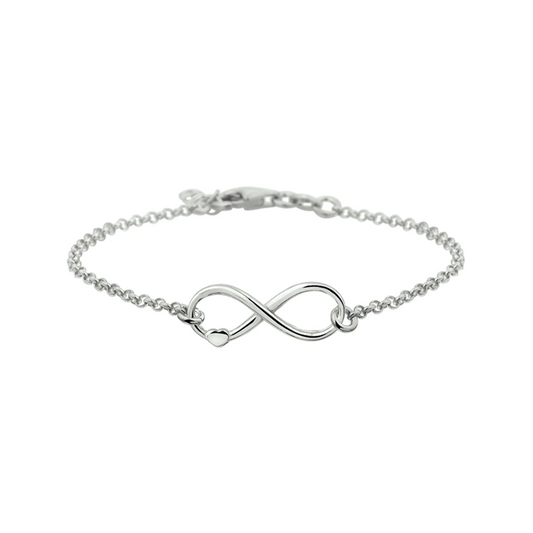 armband infinity en hart 17 + 2 cm zilver gerhodineerd