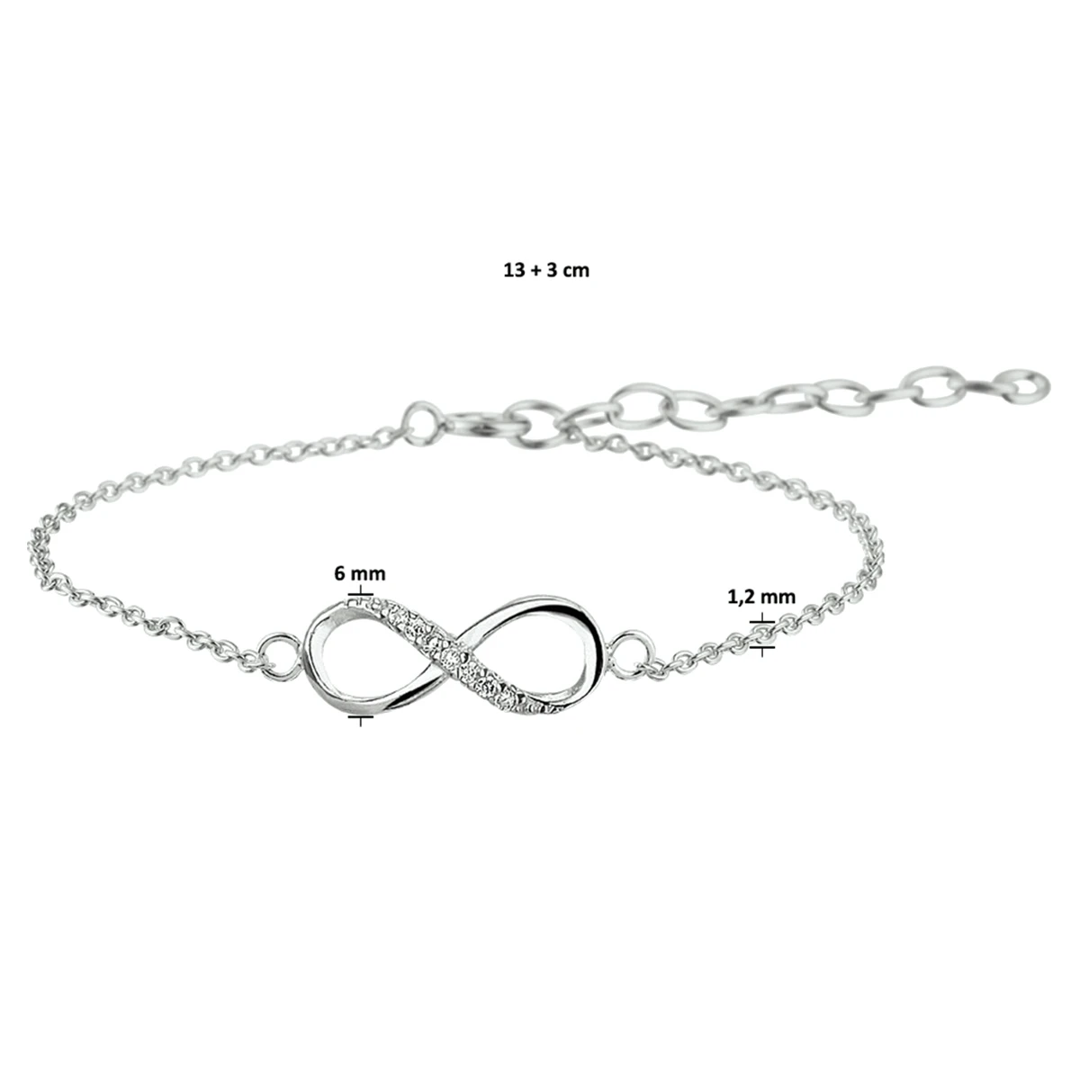 armband infinity zirkonia zilver gerhodineerd