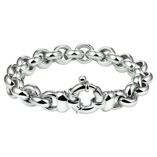armband jasseron 10 mm met groot veerslot zilver gerhodineerd