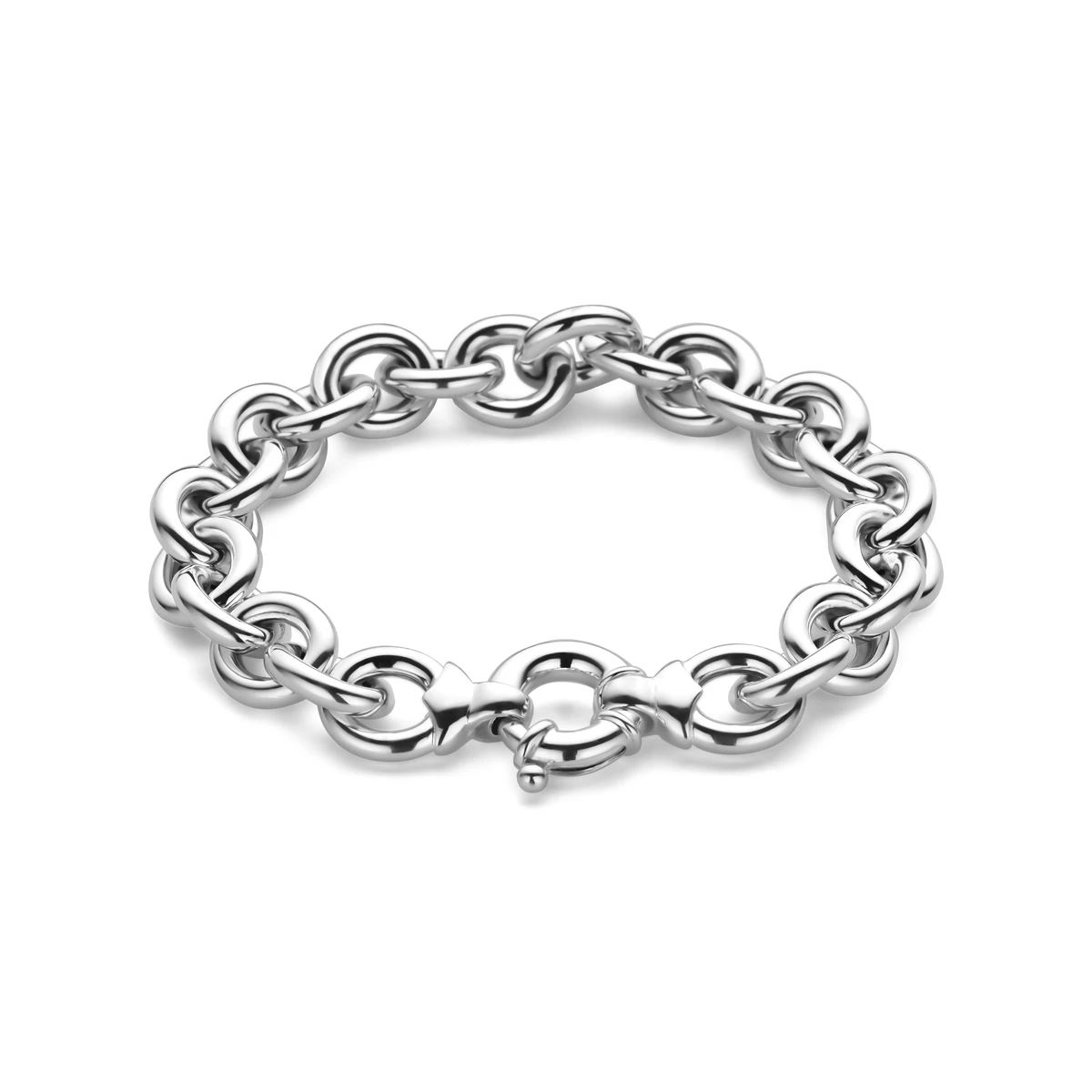 armband jasseron 12 mm 19,5 cm met groot veerslot zilver wit