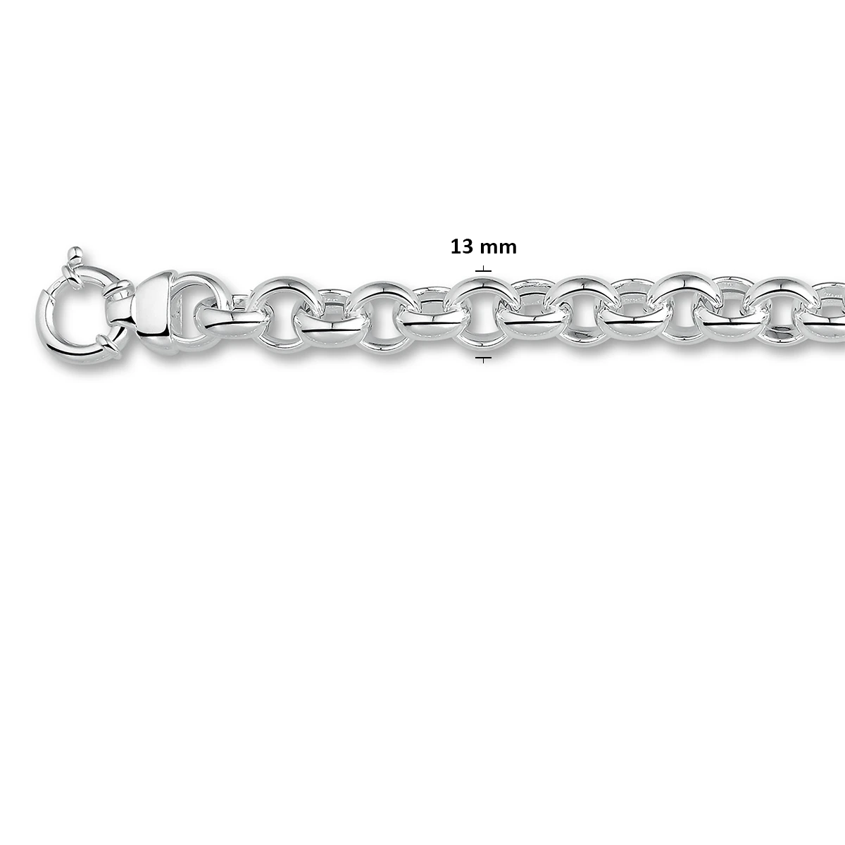 armband jasseron 13 mm met groot veerslot zilver wit