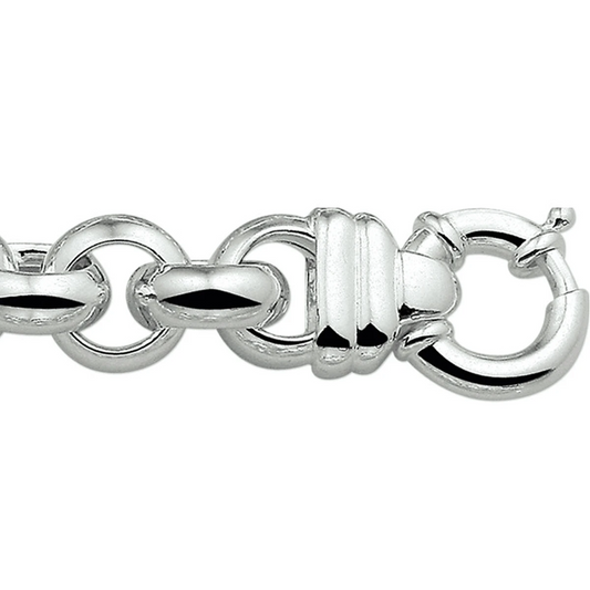 armband jasseron 14 mm met groot veerslot zilver wit