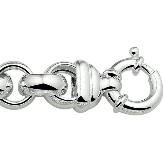armband jasseron 16 mm met groot veerslot zilver wit