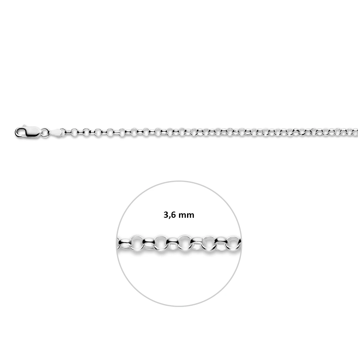 armband jasseron 3,6 mm zilver wit