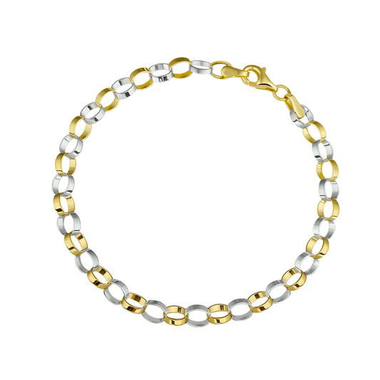 armband jasseron 4,7 mm 19 cm 14K bicolor goud geel/wit