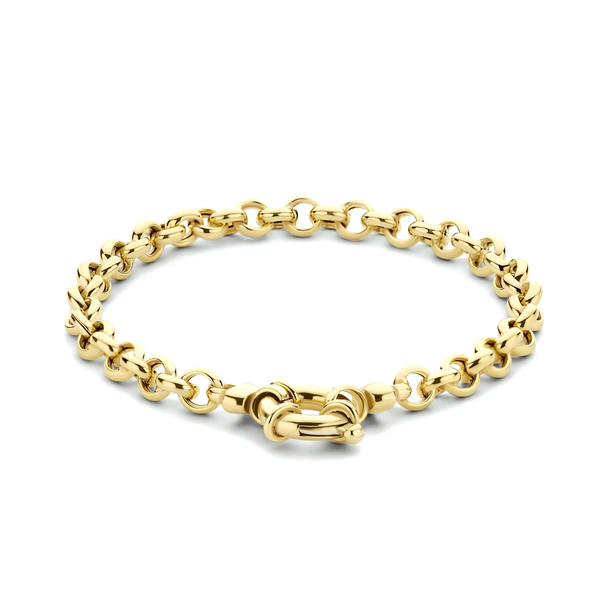 jasseron 5 mm met groot veerslot 14K geelgoud